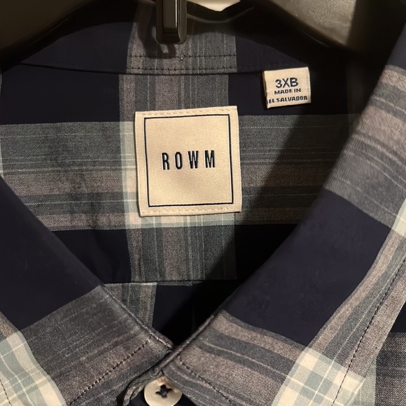 ROWM Light blue dark Blue plaid button down shirt. 3XB. Brand new with tags. - Picture 4 of 4